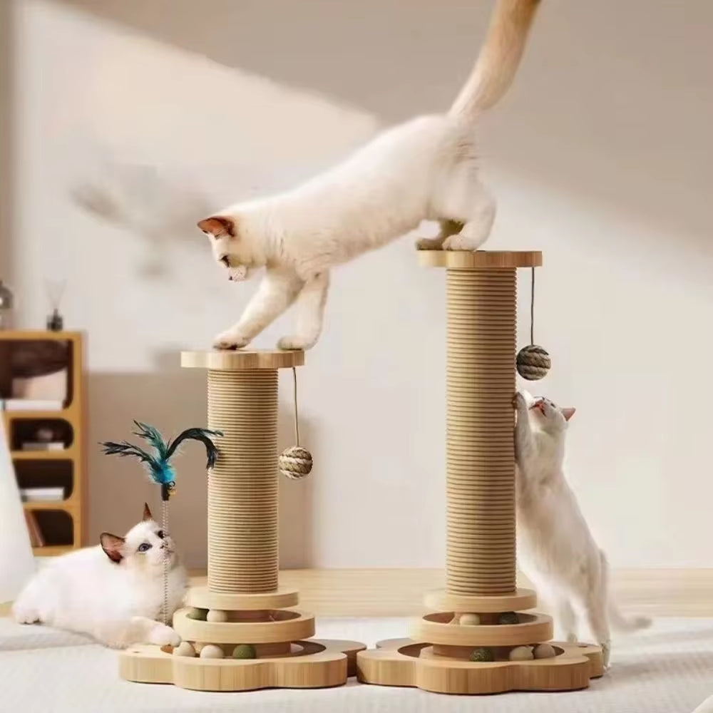 Pet Cat Toy Cat Scratcher Cat Turntable Funny Cat Stick Balls Durable Sisal Scratching Board Cat Supplies Cat Grab Column