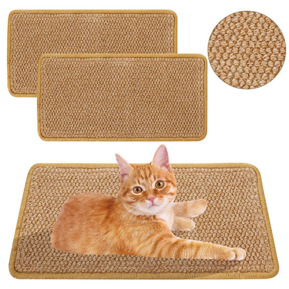 Durable and Adhesive Natural Sisal Mat Cat Scratching Pad with Loop Tape, 2 Count