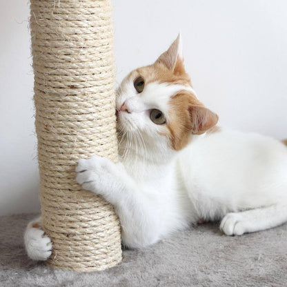 Tan and Cream 3 Pole Cat Scratching Post with Perch