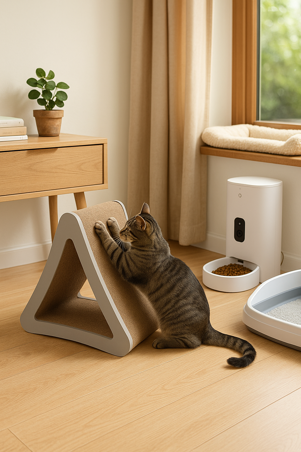 3-Sided Vertical Cat Scratching Post with Recyclable Cardboard | My Store