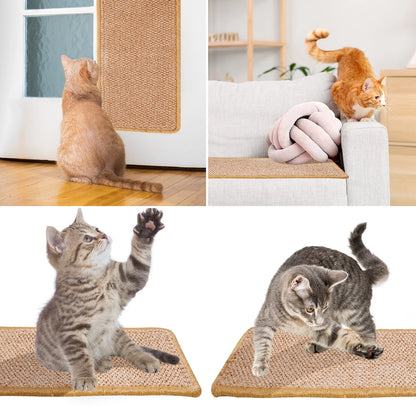 Durable and Adhesive Natural Sisal Mat Cat Scratching Pad with Loop Tape, 2 Count
